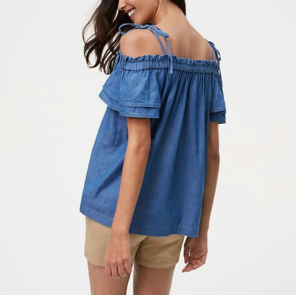 Denim off the shoulder top - Picture 2 of 2